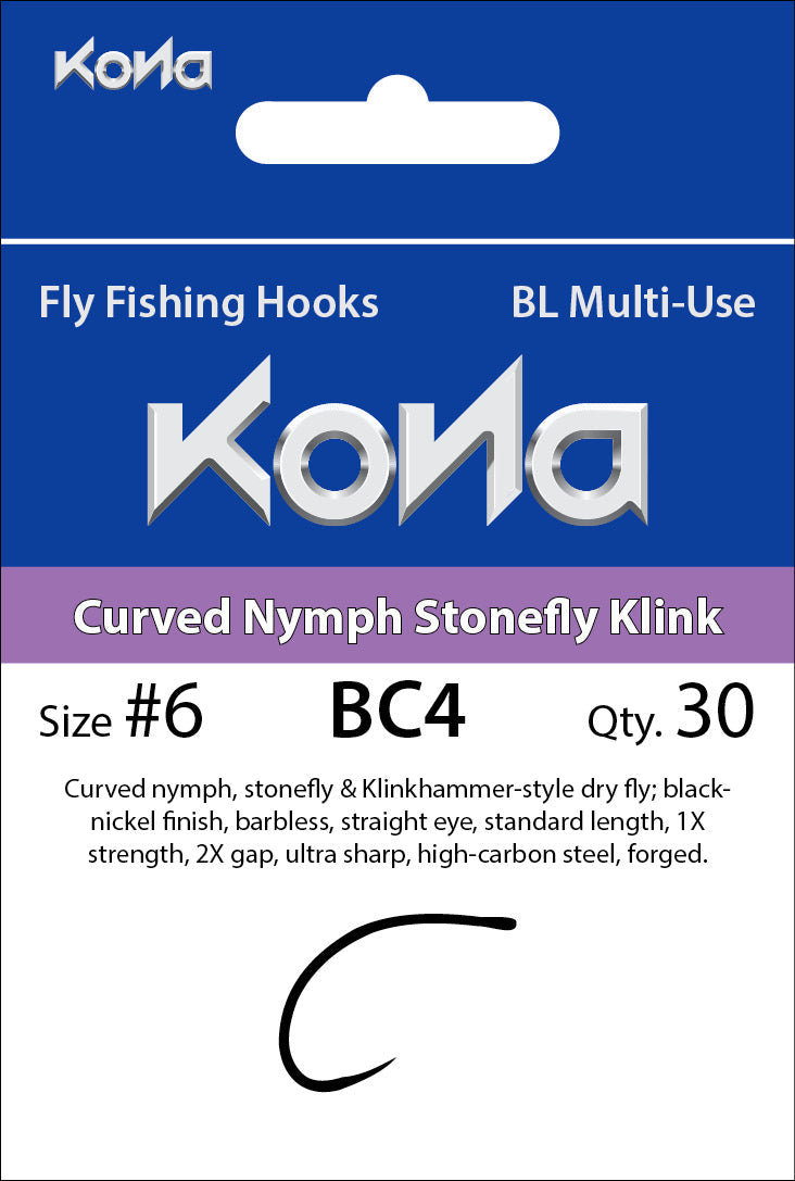 Kona Barbless Curved Nymph Stonefly Klink (BC4) hook – KONA USA